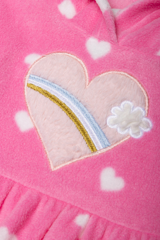 Fleece Hooded Dress Pink