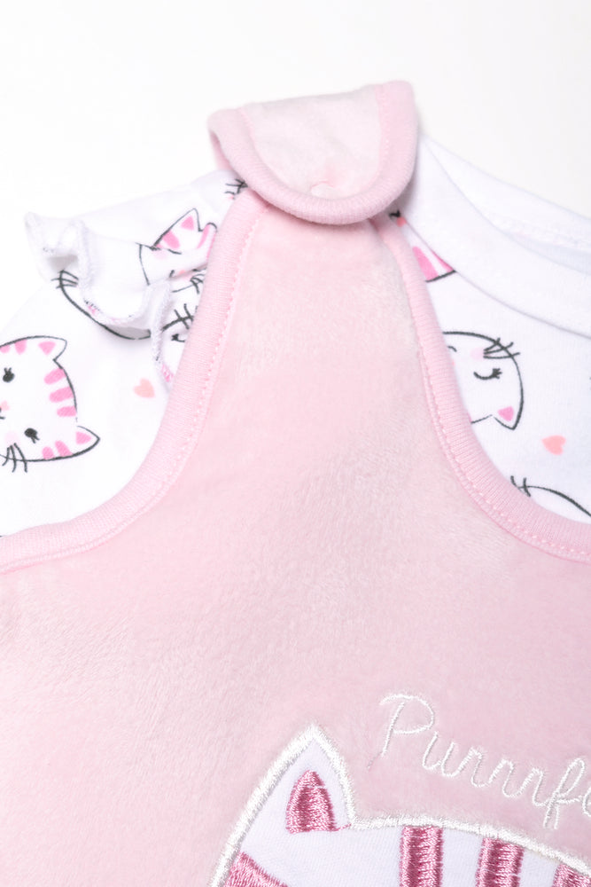 Fleece Cat Dungaree Pink