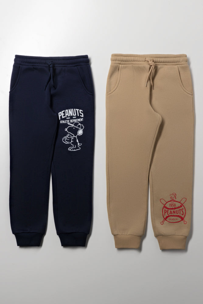 Snoopy 2 Pack Trackpants Navy And Natural
