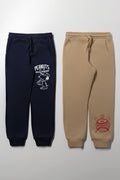 Snoopy 2 Pack Trackpants Navy And Natural