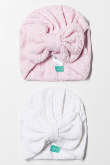 2 Pack Turbans Pink And White