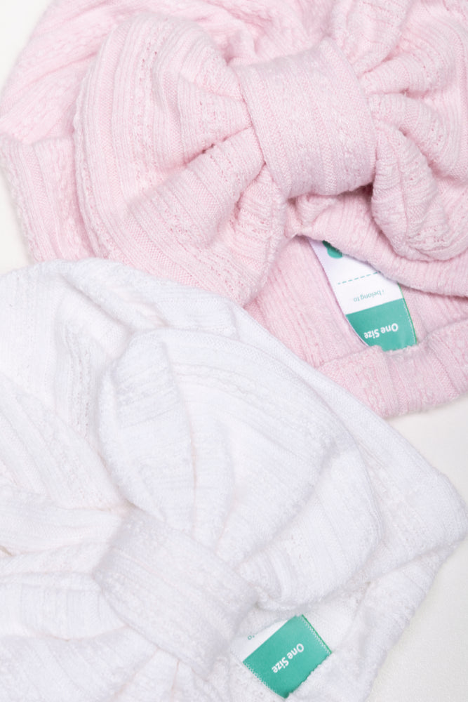 2 Pack Turbans Pink And White