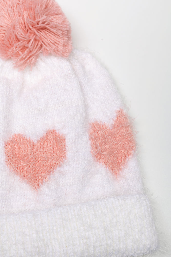 Heart Beanie White
