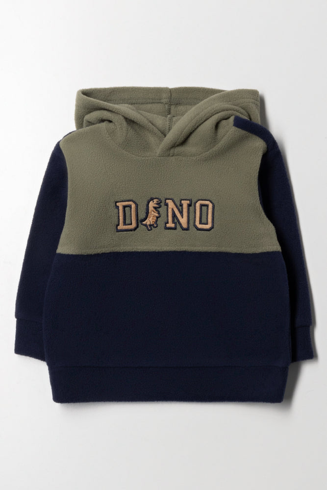 Dinosaur Colour Block Hoodie Green And Navy