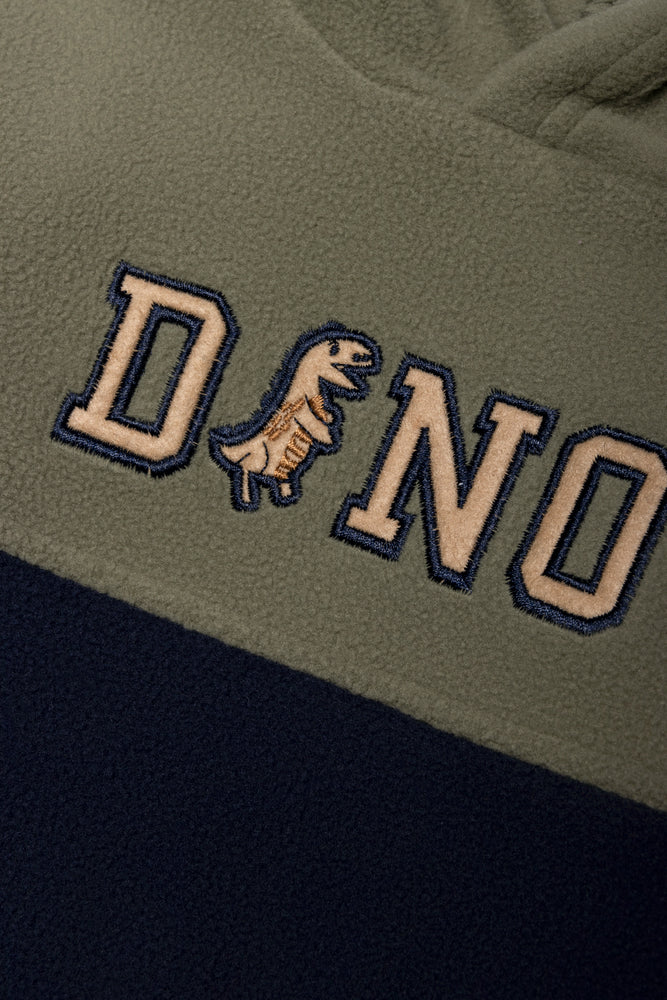 Dinosaur Colour Block Hoodie Green And Navy
