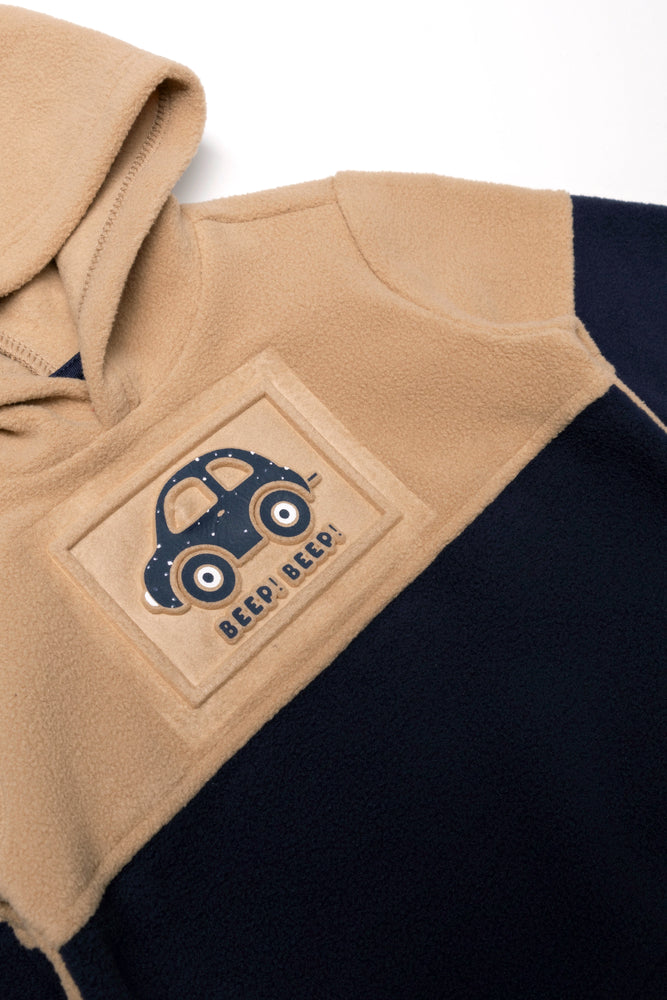 Car Colour Block Tracktop Navy And Natural