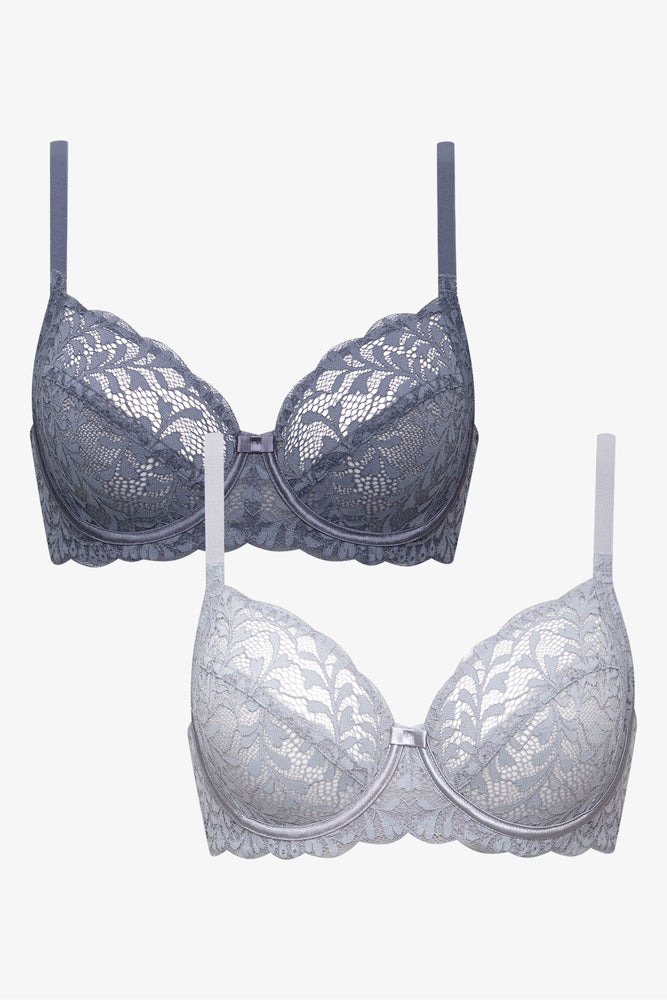 2 Pack Non Padded Underwire Bra Blue & Grey (1)