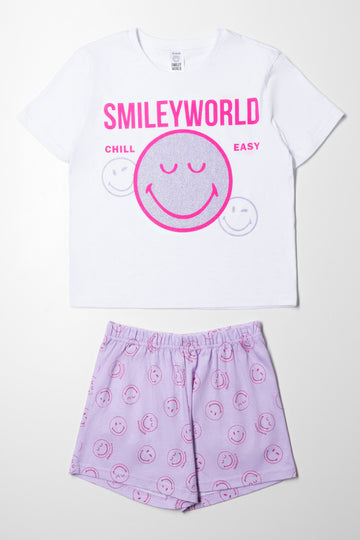 Smiley Shorty Set White