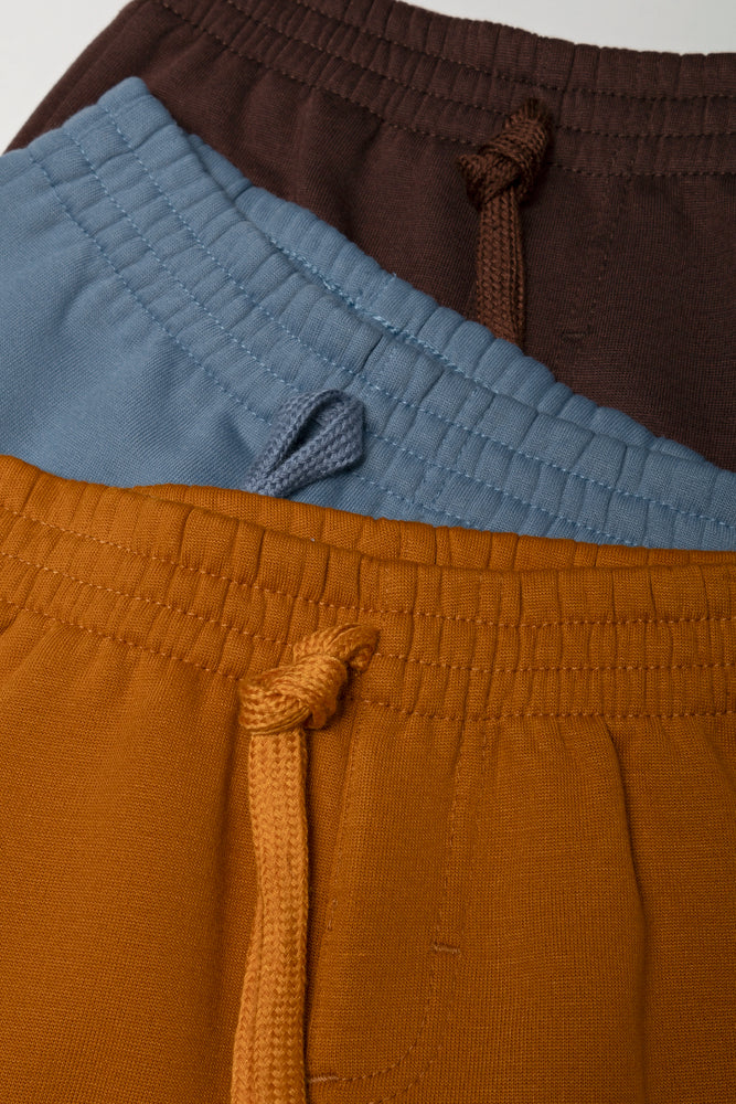 3 Pack Track Pants Blue, Brown And Burnt Orange (1)