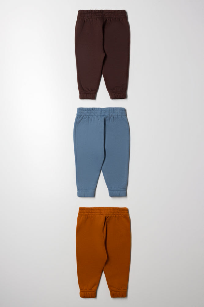 3 Pack Track Pants Blue, Brown And Burnt Orange (2)