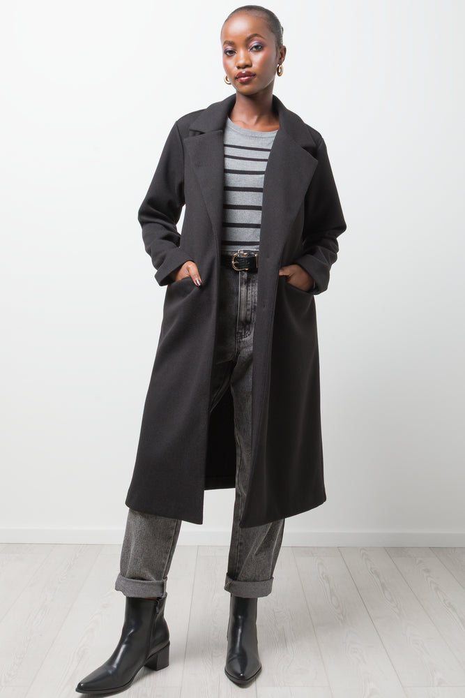 Longer Length Melton Coat Black
