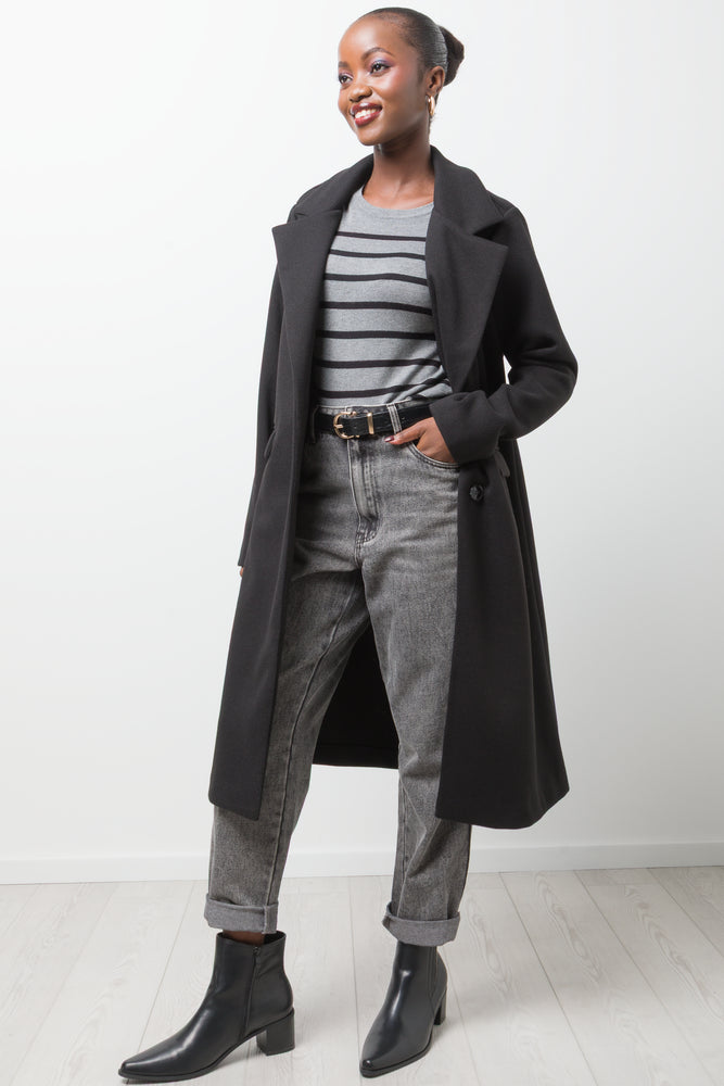 Longer Length Melton Coat Black