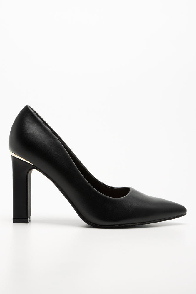 Block Heel Court Shoe Black