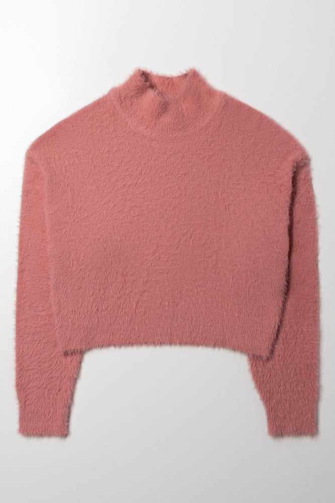 High Neck Fluffy Jersey Pink