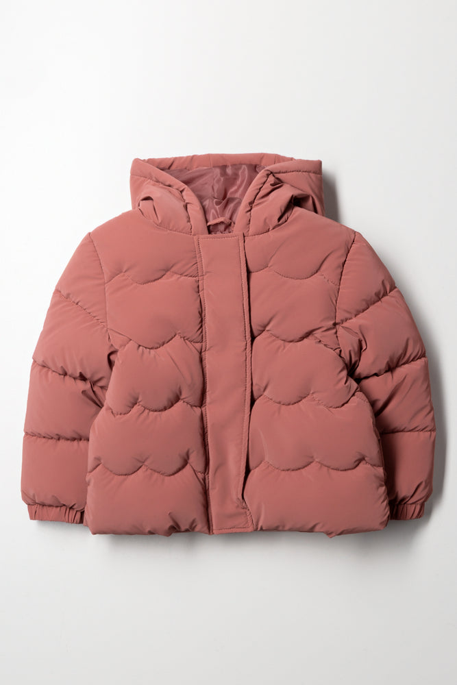 Quilted Hooded Jacket Pink (2)