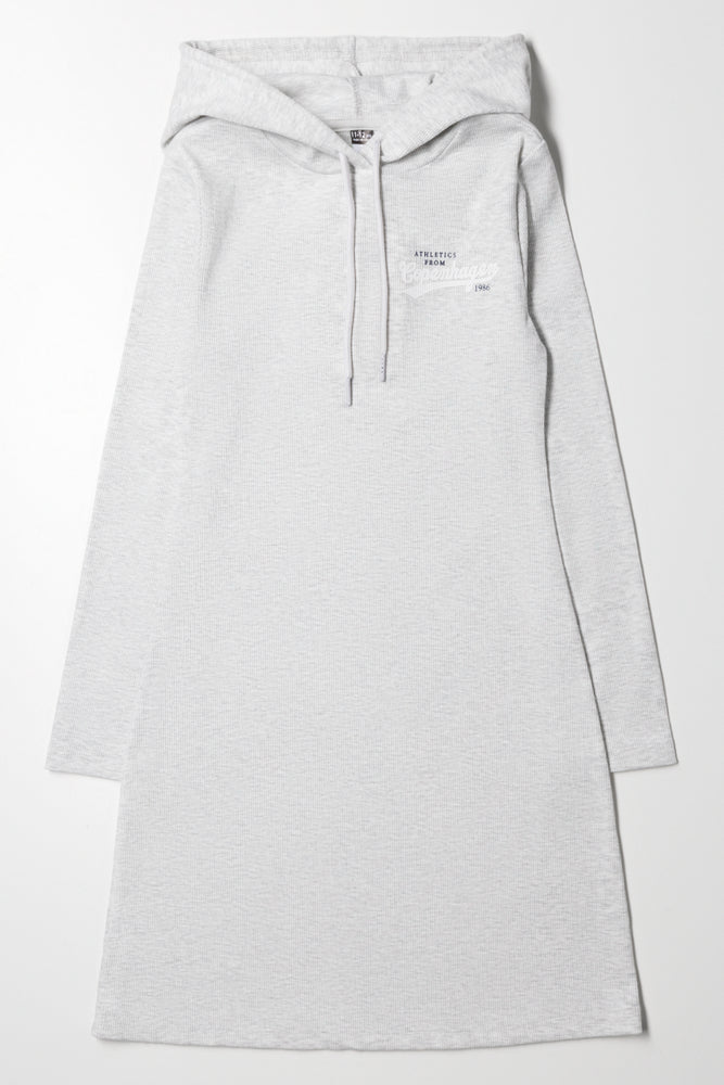 Rib Hooded Dress Grey