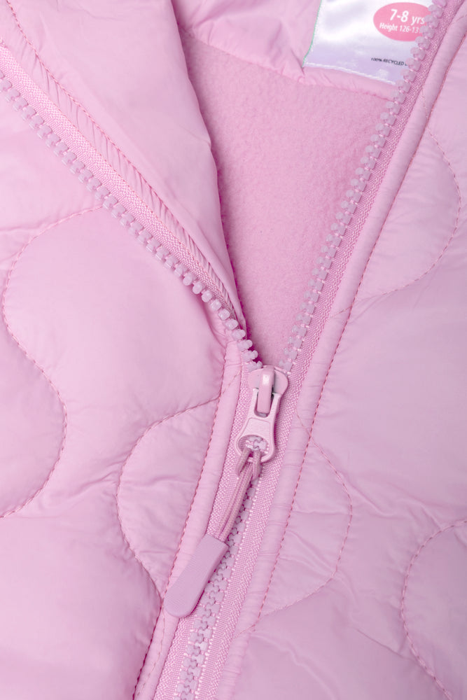 Zip Through Hooded Puffer Jacket Pink