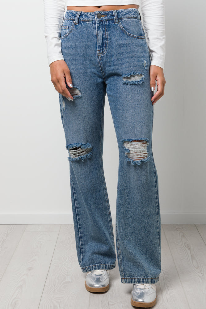 Rip And Repair Denim Jeans Light  Blue