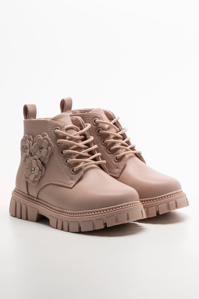 Daisy Lace Up Boots Dusty Pink