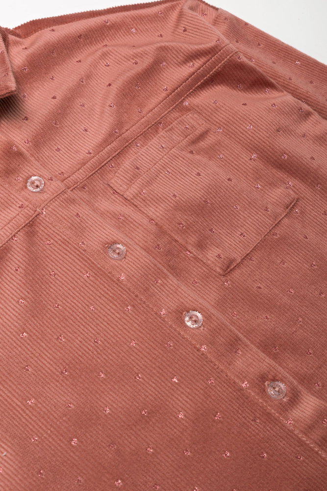 Glitter Heart Corduroy Shirt Pink