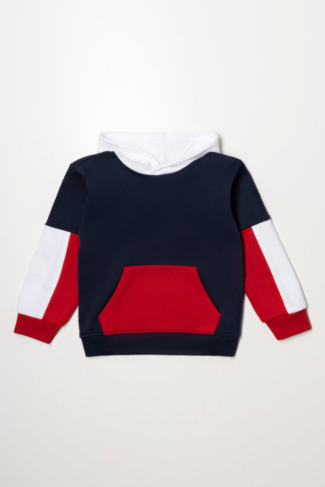 Colourblock Hoodie Red And Navy