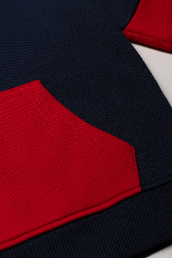 Colourblock Hoodie Red And Navy
