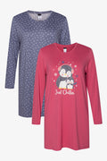 2 Pack Just Chilling Penguin Sleepshirts Purple And Navy