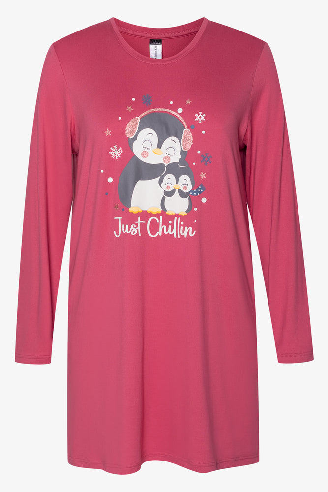 2 Pack Just Chilling Penguin Sleepshirts Purple And Navy (1)