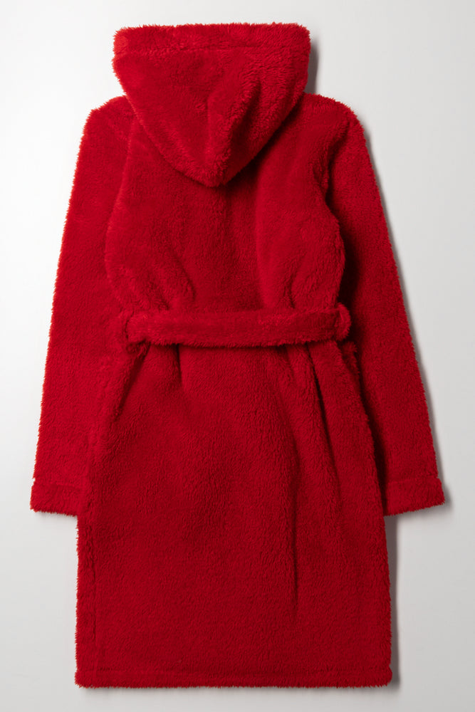 Shaggy Hooded Gown Red (2)