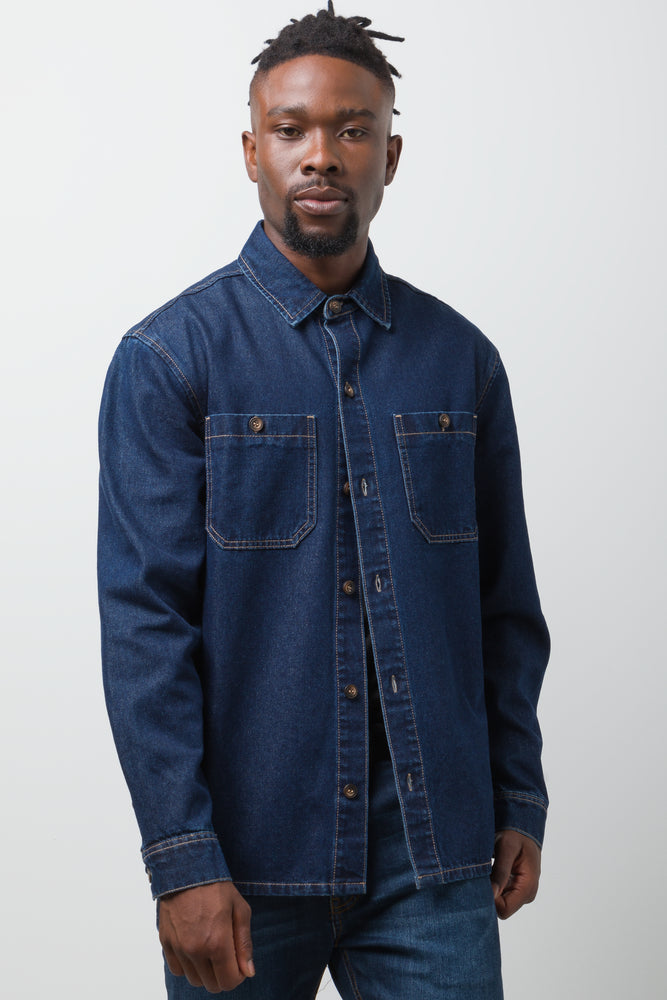 Denim Long Sleeve Shirt Blue