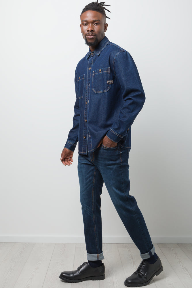 Denim Long Sleeve Shirt Blue