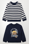2 Pack Crew Neck Tracktops Navy And White