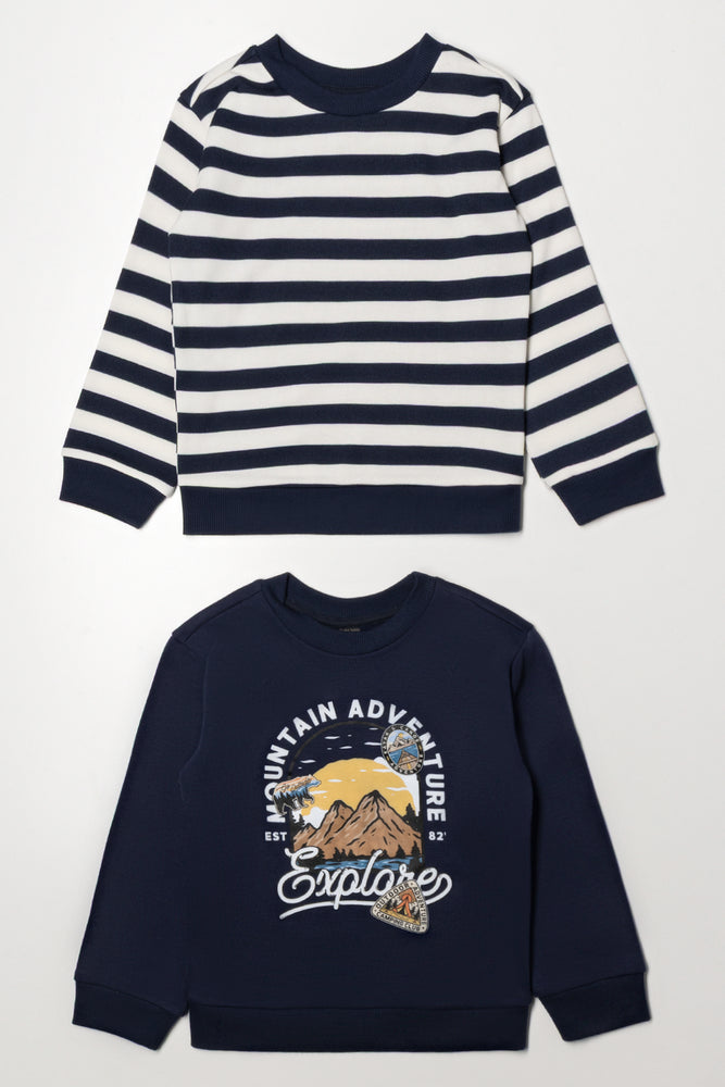 2 Pack Crew Neck Tracktops Navy And White