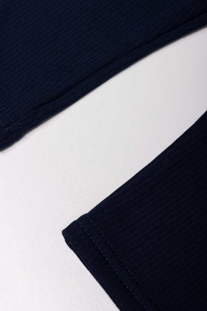 Stripe Fleece Set With Bows Navy (2)