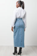 Maxi Denim Skirt With Slit Blue (3)