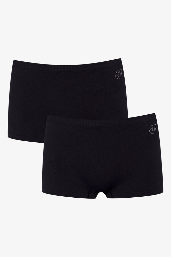 2 Pack Seamfree Boyleg Panties Black