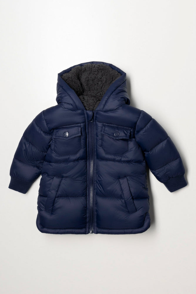 Hooded Puffer Jacket Navy