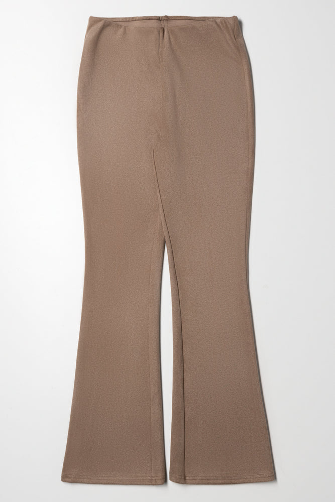 Suede Flare Leggings Brown