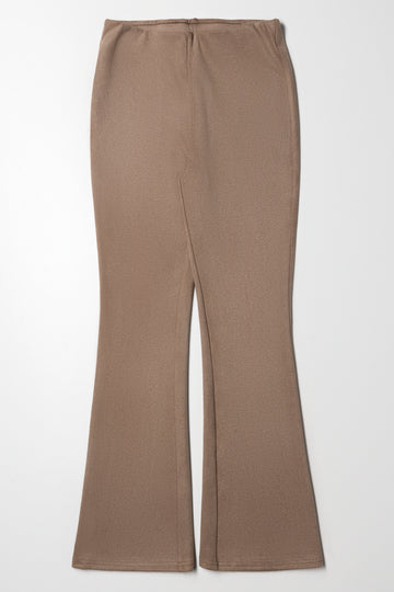 Suede Flare Leggings Brown