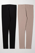 2 Pack Rib Leggings Natural And Black