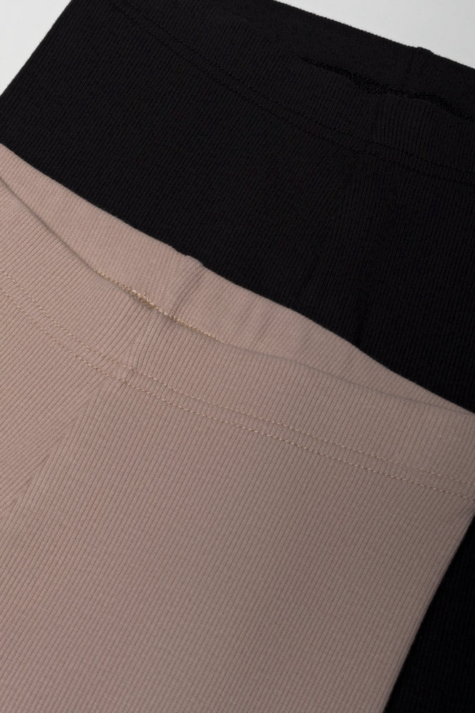 2 Pack Rib Leggings Natural And Black (1)