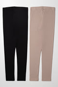 2 Pack Rib Leggings Natural And Black (2)