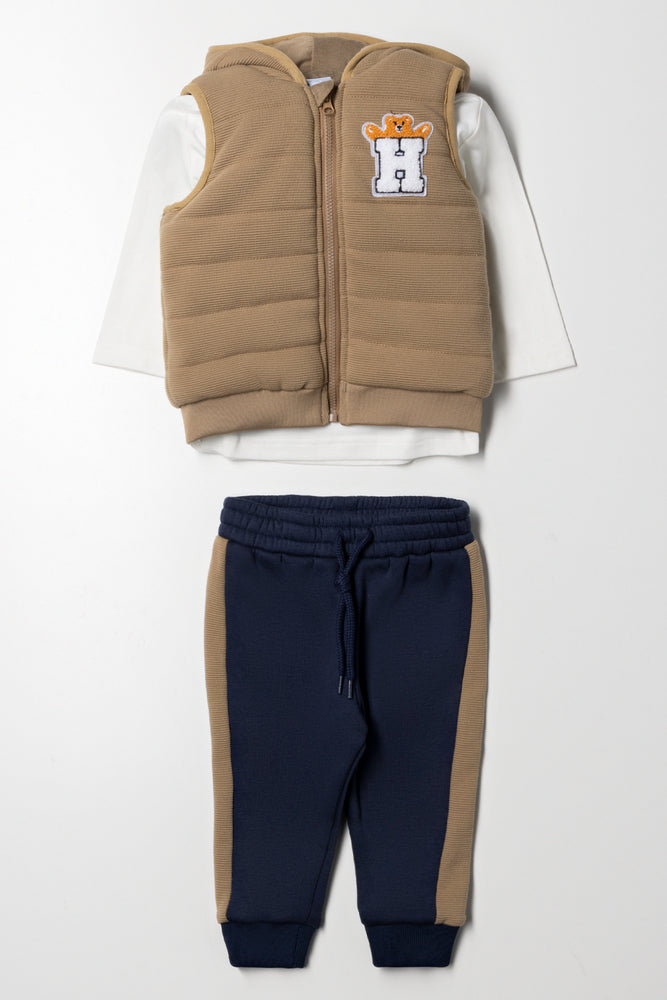 3 Piece Set Natural & Navy