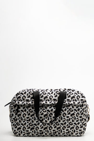Leopard Print Puffer Weekend Bag Black And White