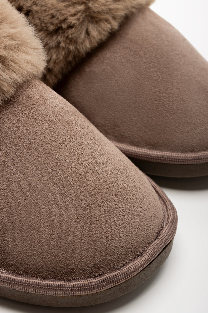 Fur Trim Slippers Natural (2)