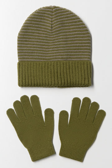 Beanie And Gloves Set Green