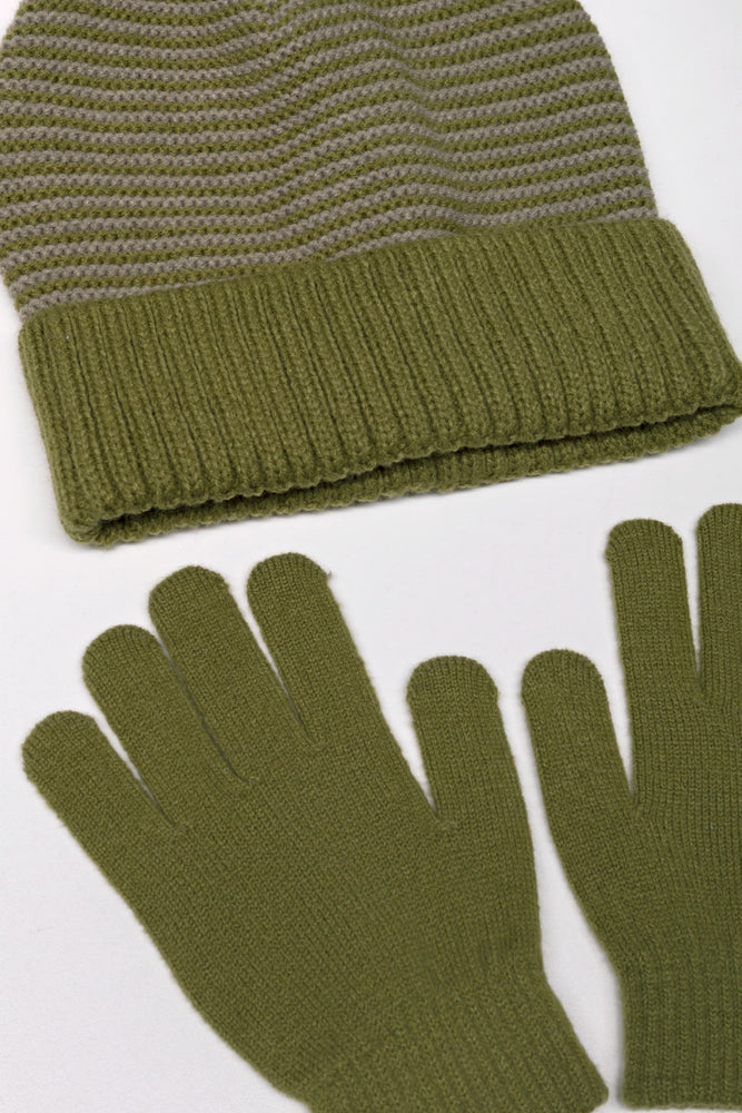 Beanie And Gloves Set Green (1)