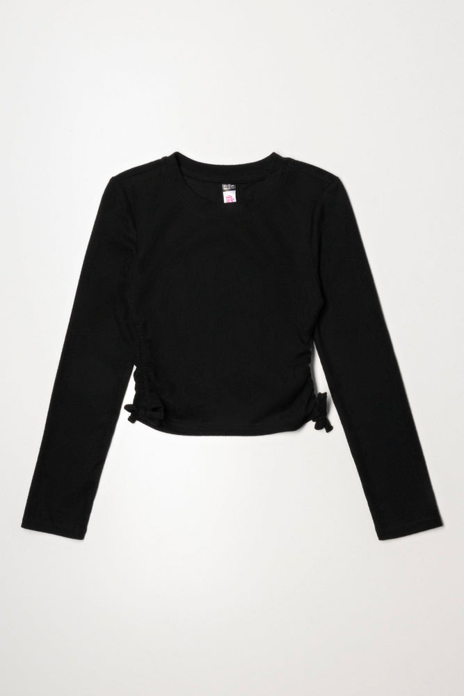 Rib  Crew Neck Top Black