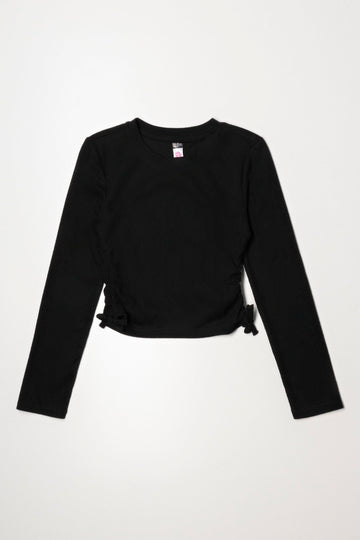 Rib  Crew Neck Top Black