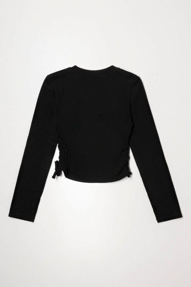Rib  Crew Neck Top Black (2)